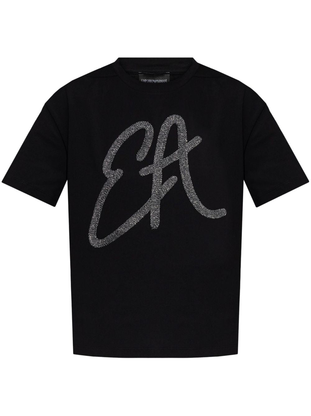 Emporio Armani Cotton-jersey T-shirt with oversized lurex logo Topwear Emporio Armani