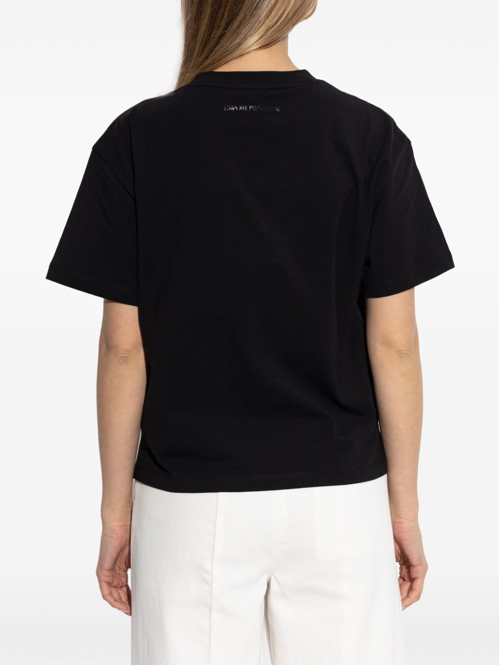 Emporio Armani Cotton-jersey T-shirt with oversized lurex logo Topwear Emporio Armani