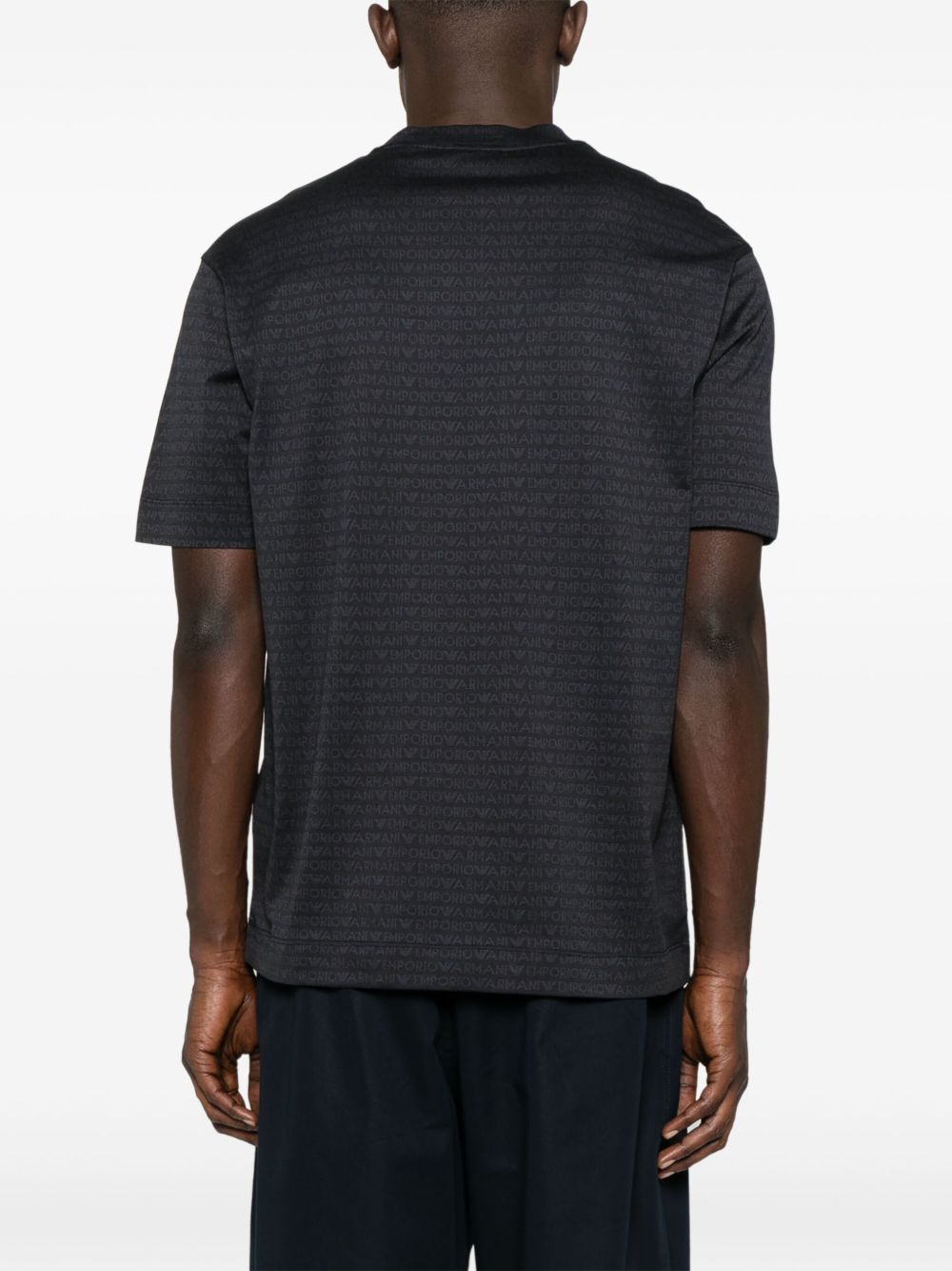 Emporio Armani jersey T-shirt with all-over flocked logo lettering