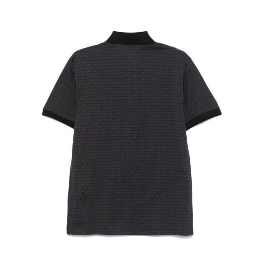 Emporio Armani jersey polo shirt with all-over jacquard lettering Topwear Emporio Armani Dark Slate Gray