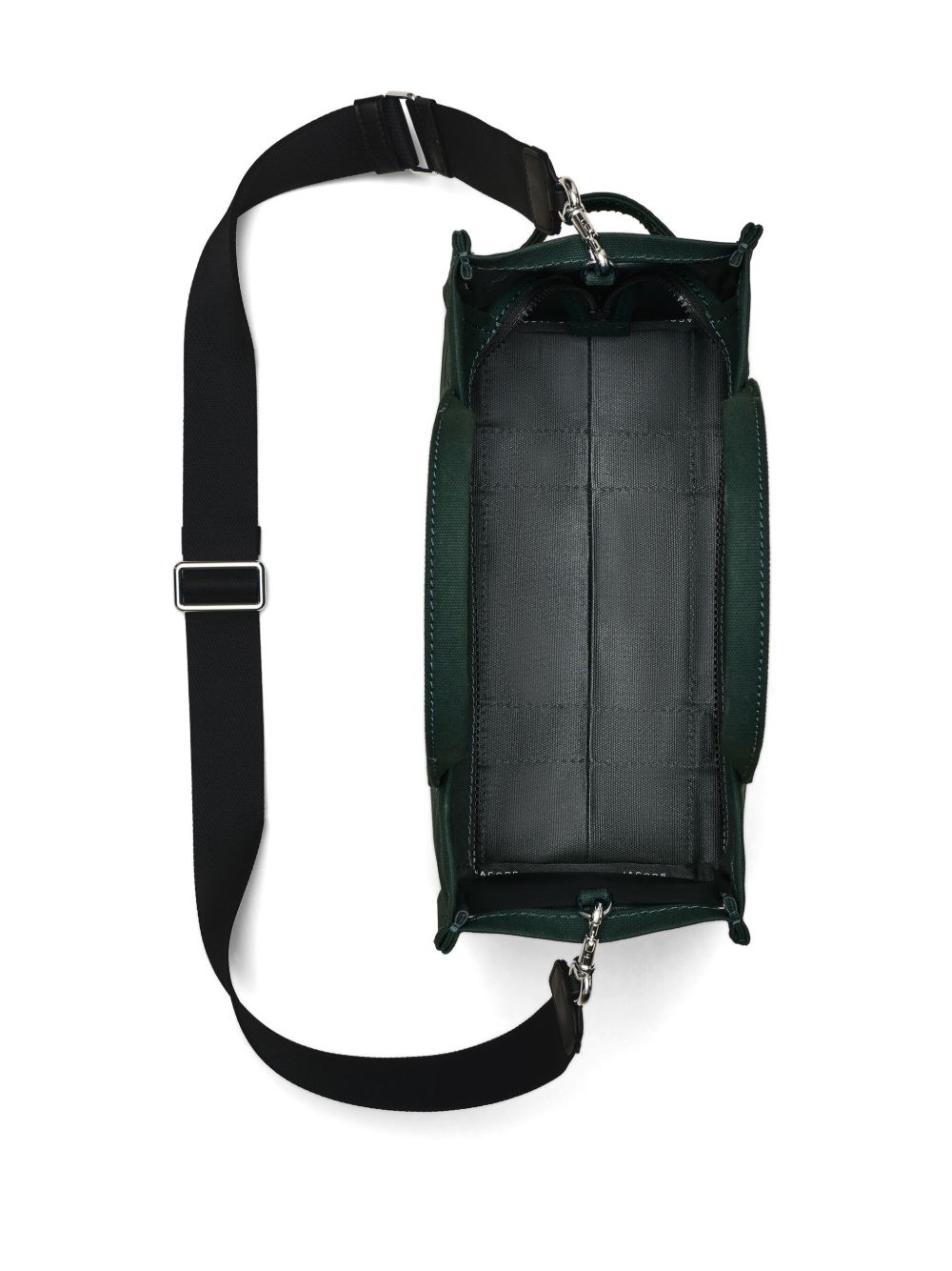 Front view with bag zipped and handles upright.