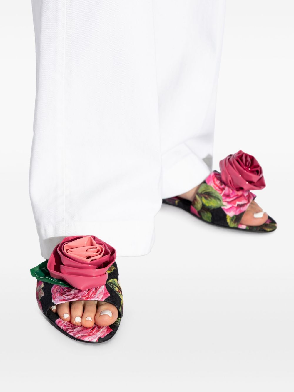 Dolce & Gabbana Floral Motif Slides Sandals Dolce & Gabbana