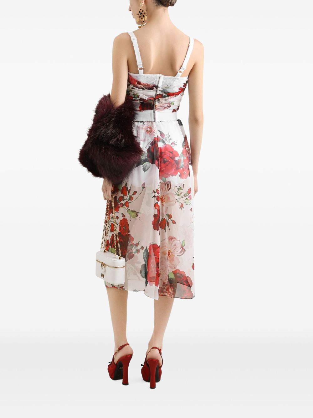 Dolce & Gabbana rose print Bustier top in marquisette and chiffon Topwear Dolce & Gabbana