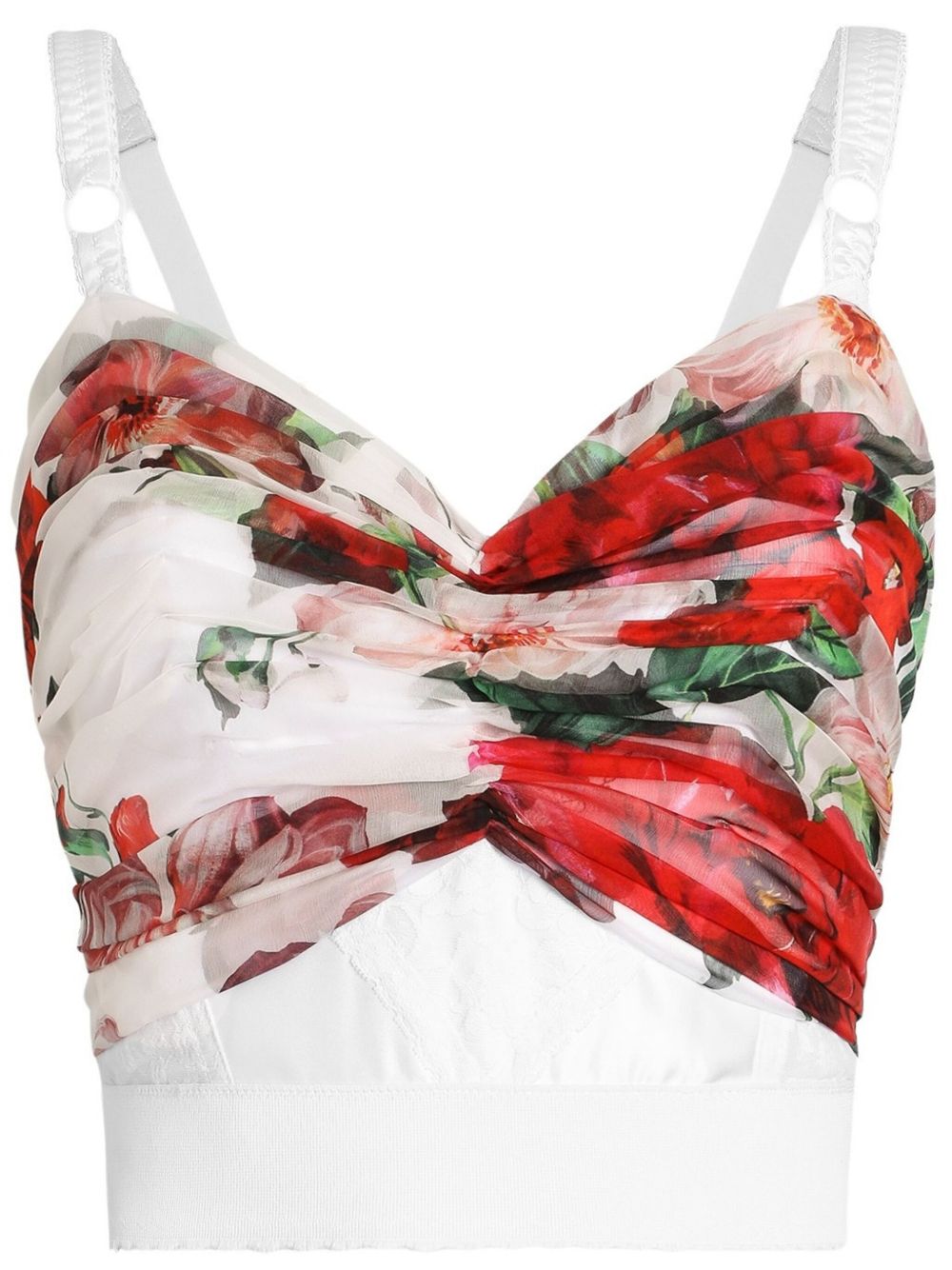 Dolce & Gabbana rose print Bustier top in marquisette and chiffon Topwear Dolce & Gabbana