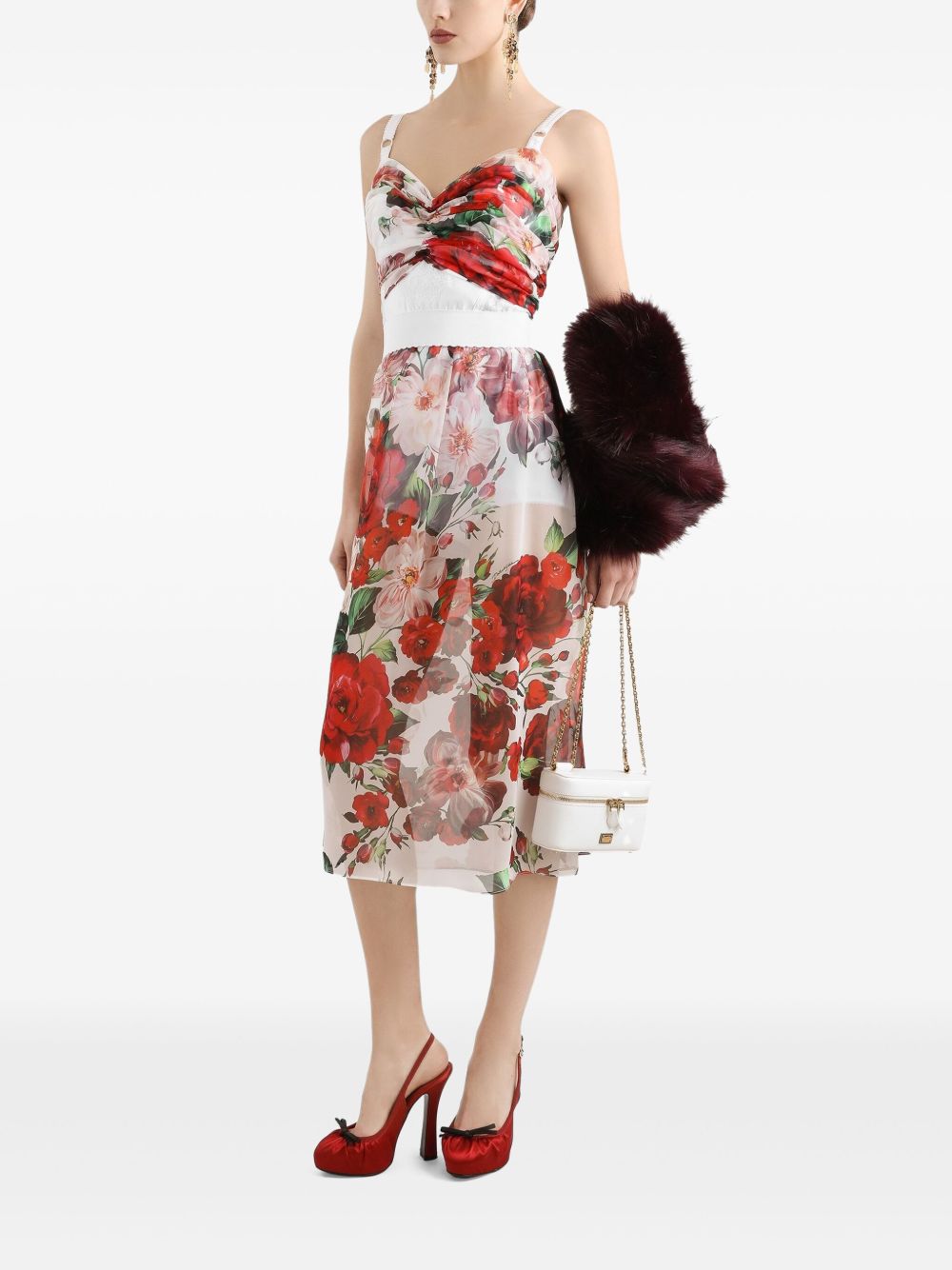 Dolce & Gabbana rose print Bustier top in marquisette and chiffon Topwear Dolce & Gabbana