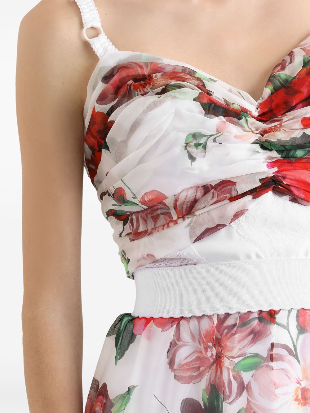 Dolce & Gabbana rose print Bustier top in marquisette and chiffon Topwear Dolce & Gabbana