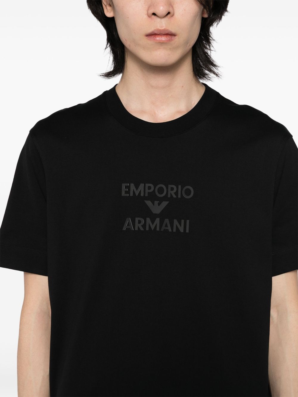 Emporio Armani Jersey T-shirt with rubberised logo Topwear Emporio Armani