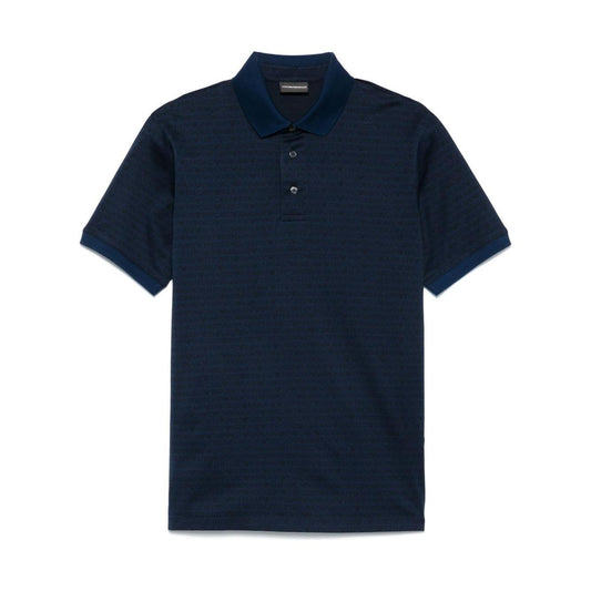 Emporio Armani Allover Logo Cotton Polo Shirt Topwear Emporio Armani Dark Slate Gray