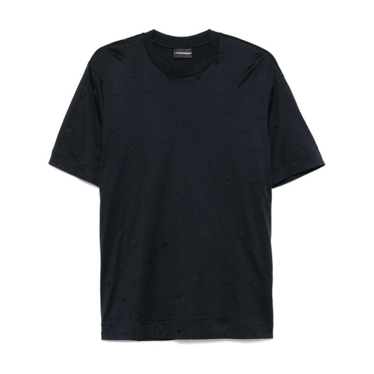 Emporio Armani Allover Logo T Shirt Topwear Emporio Armani Black
