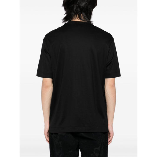 Emporio Armani T-shirt with embossed logo embroidery in lyocell blend jersey Topwear Emporio Armani White Smoke