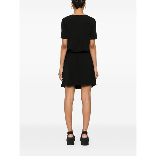 Emporio Armani Short dress with elasticated waistband and flowing crepe Dresses Emporio Armani White Smoke