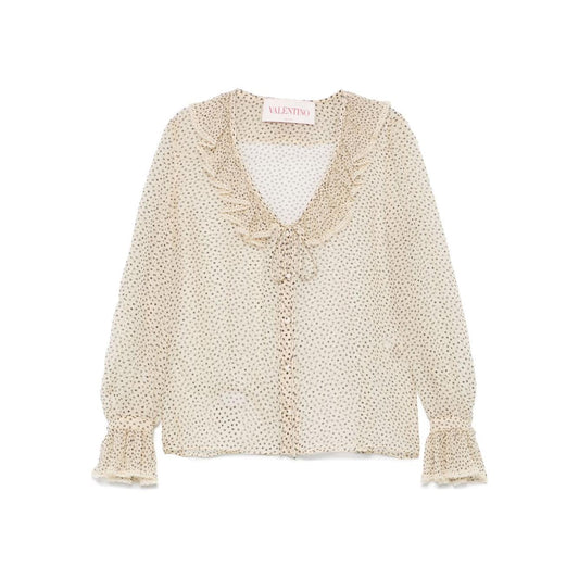 Valentino Garavani Georgette Plusdepois-Print Shirt Beige Shirts Valentino Light Gray