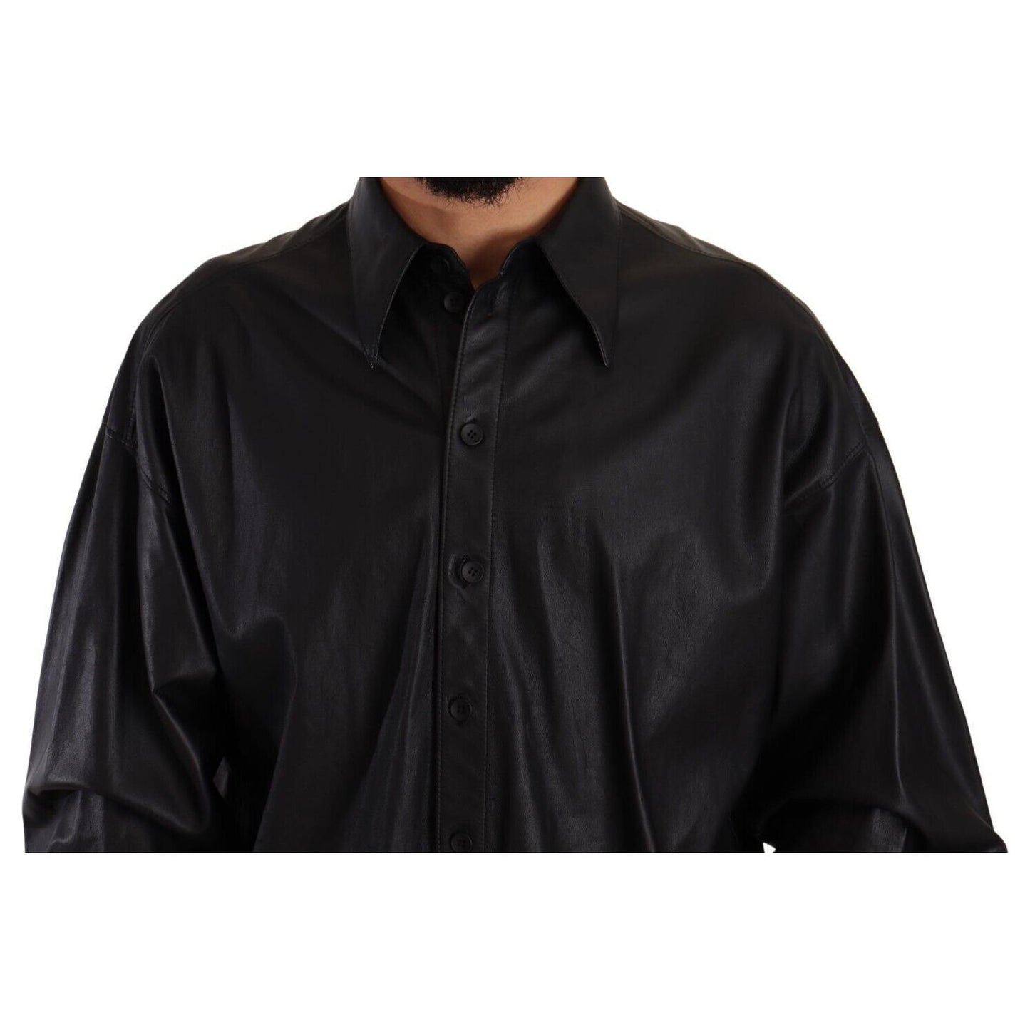 Dolce & Gabbana Elegant Black Leather Jacket Dolce & Gabbana