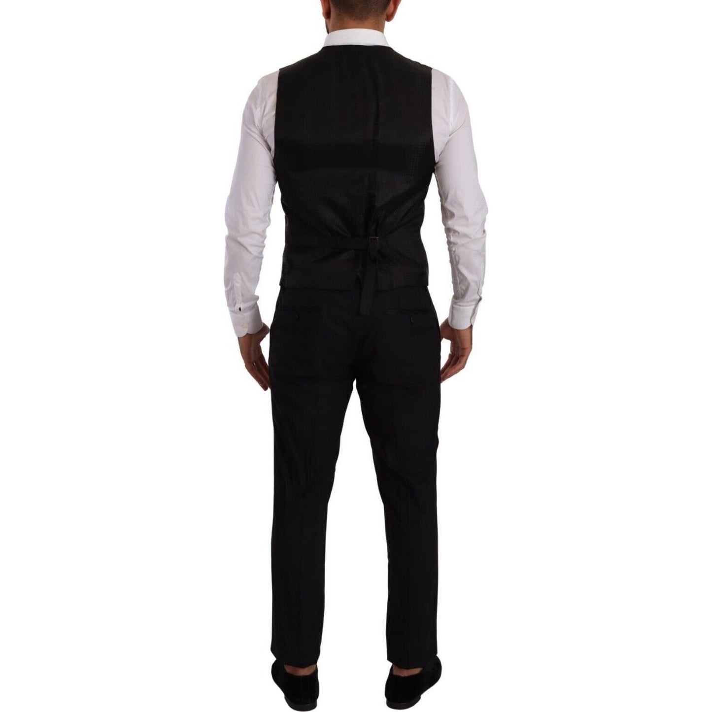 Dolce & Gabbana Elegant Black Three-Piece Martini Fit Suit Dolce & Gabbana