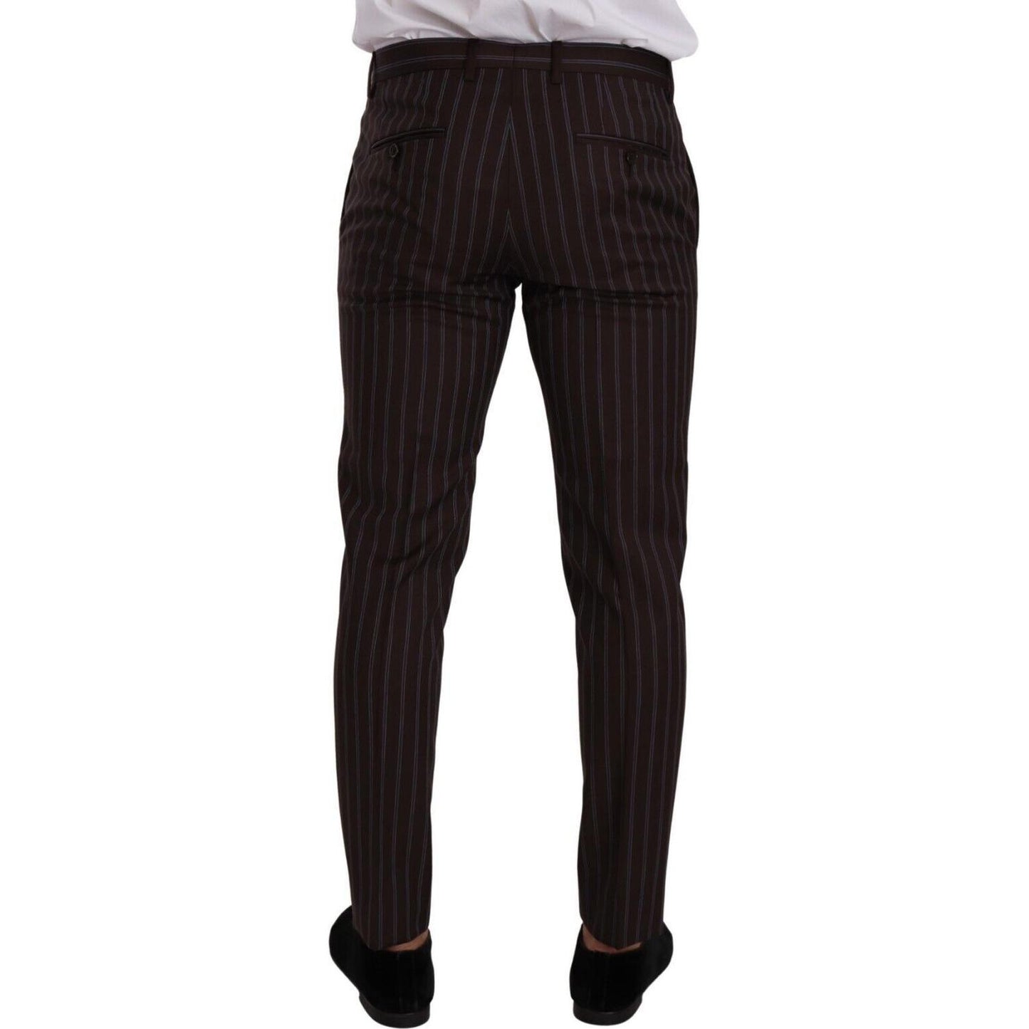 Dolce & Gabbana Elegant Maroon Striped Slim Fit Suit Dolce & Gabbana