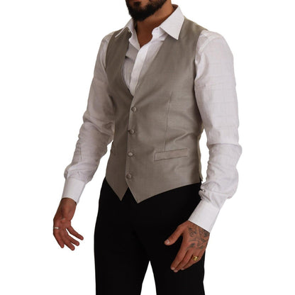 Dolce & Gabbana Beige Wool Single Breasted Waistcoat Vest