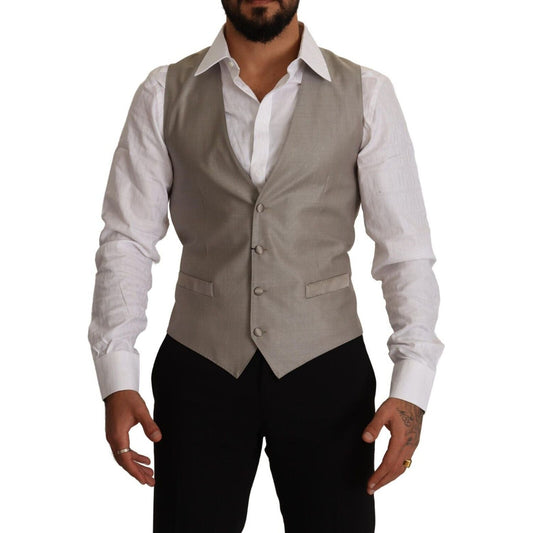 Dolce & Gabbana Elegant Single Breasted Dress Vest in Beige Dolce & Gabbana