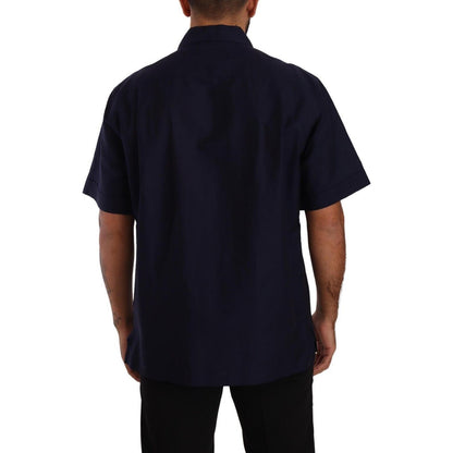 Dolce & Gabbana Navy Blue Button Down Short Sleeves Shirt