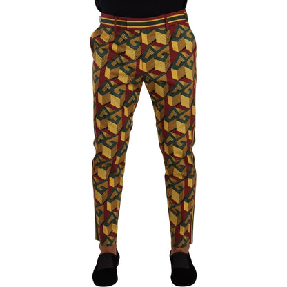 Dolce & Gabbana Multicolor Logo Mania Cotton Tapered Trouser Pants