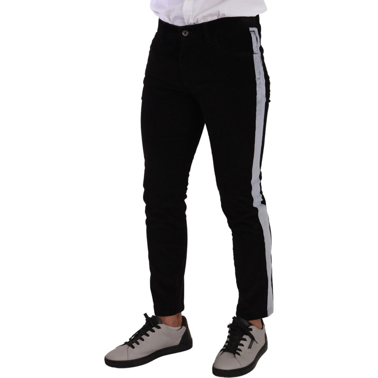 Dolce & Gabbana Black Cotton Stretch Skinny Corduroy Jeans