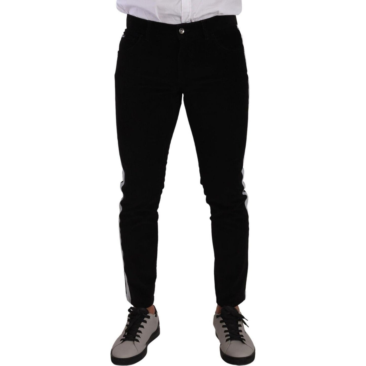 Dolce & Gabbana Black Cotton Stretch Skinny Corduroy Jeans