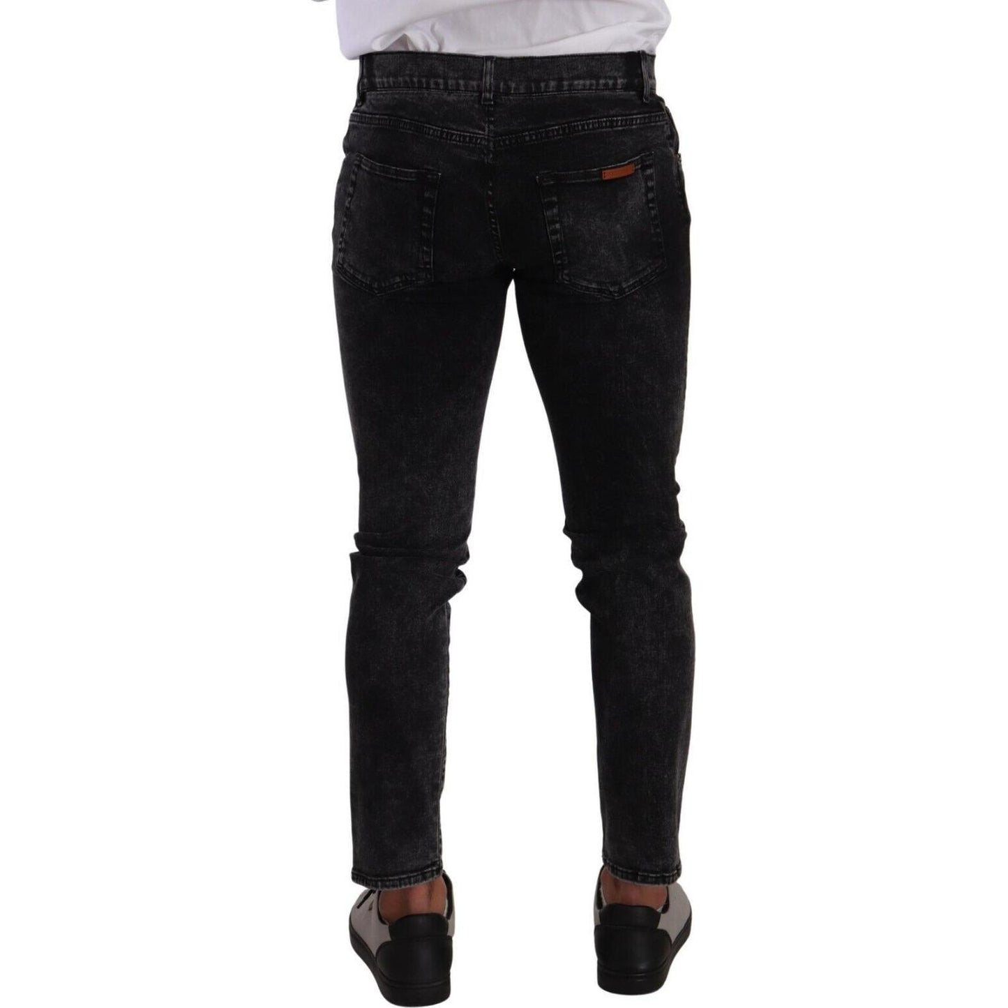 Dolce & Gabbana Sleek Slim-Fit Designer Jeans in Black Gray Dolce & Gabbana