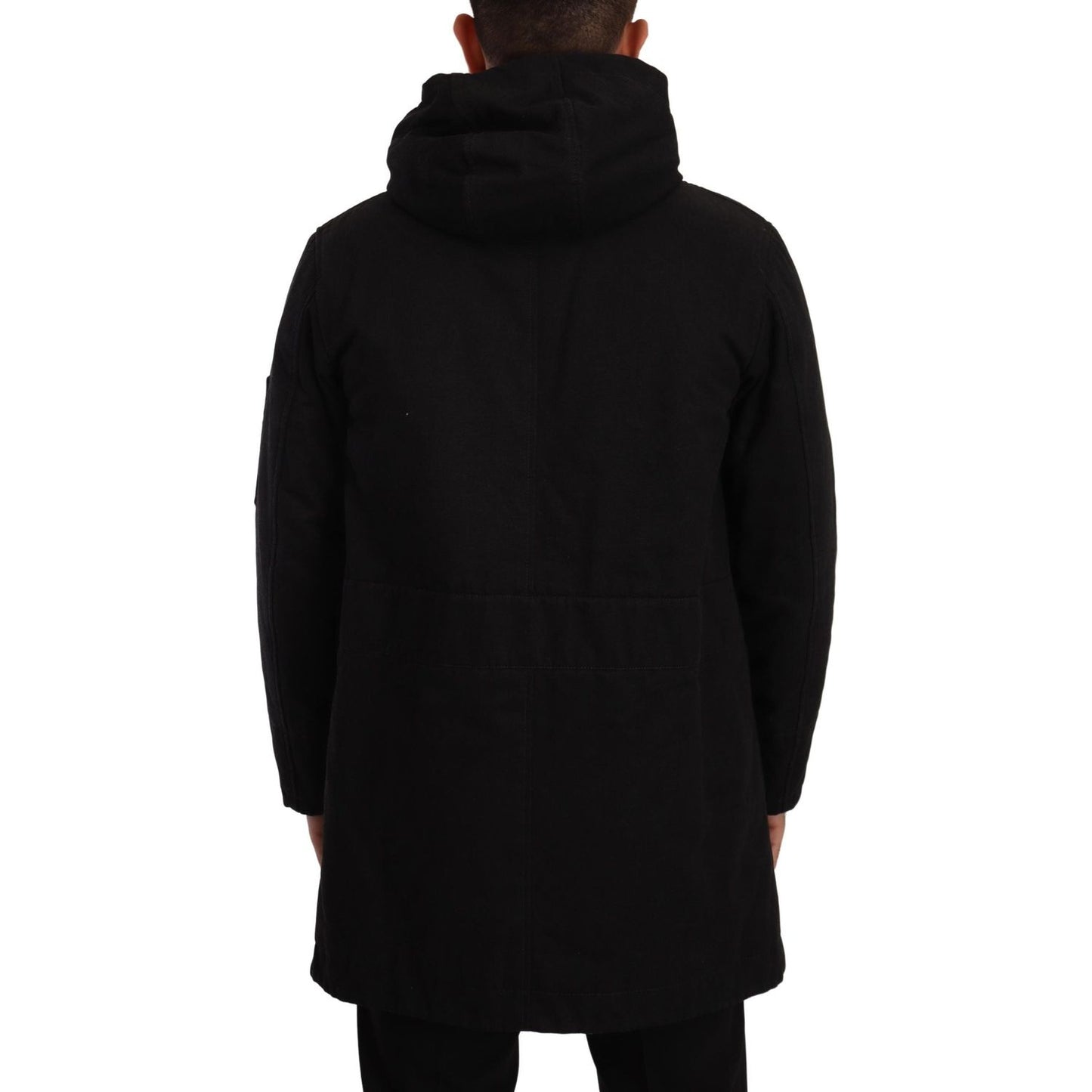 Dolce & Gabbana Elegant Black Parka Hooded Jacket Dolce & Gabbana