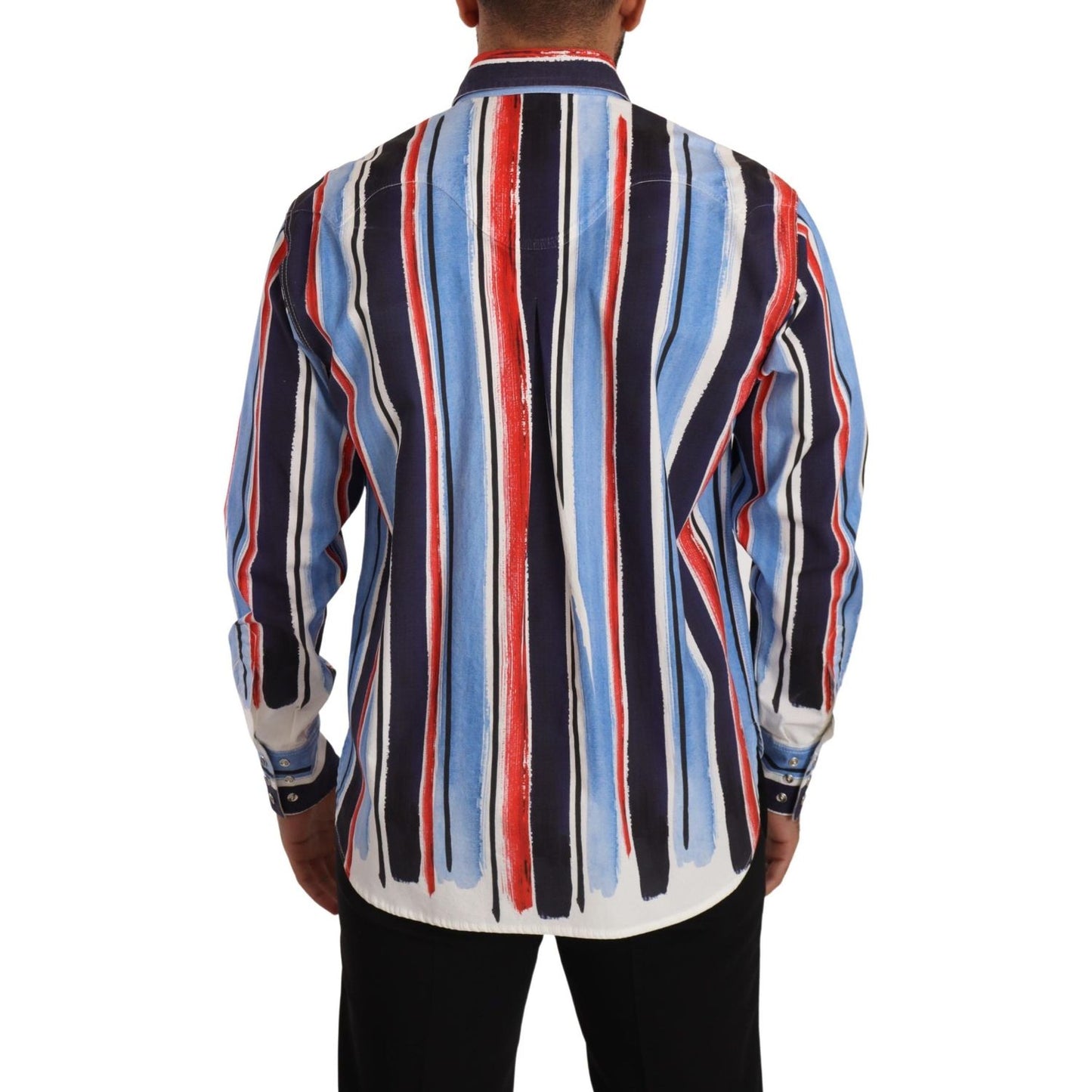 Dolce & Gabbana Elegant Striped Cotton Shirt with Pockets Dolce & Gabbana Dark Slate Gray