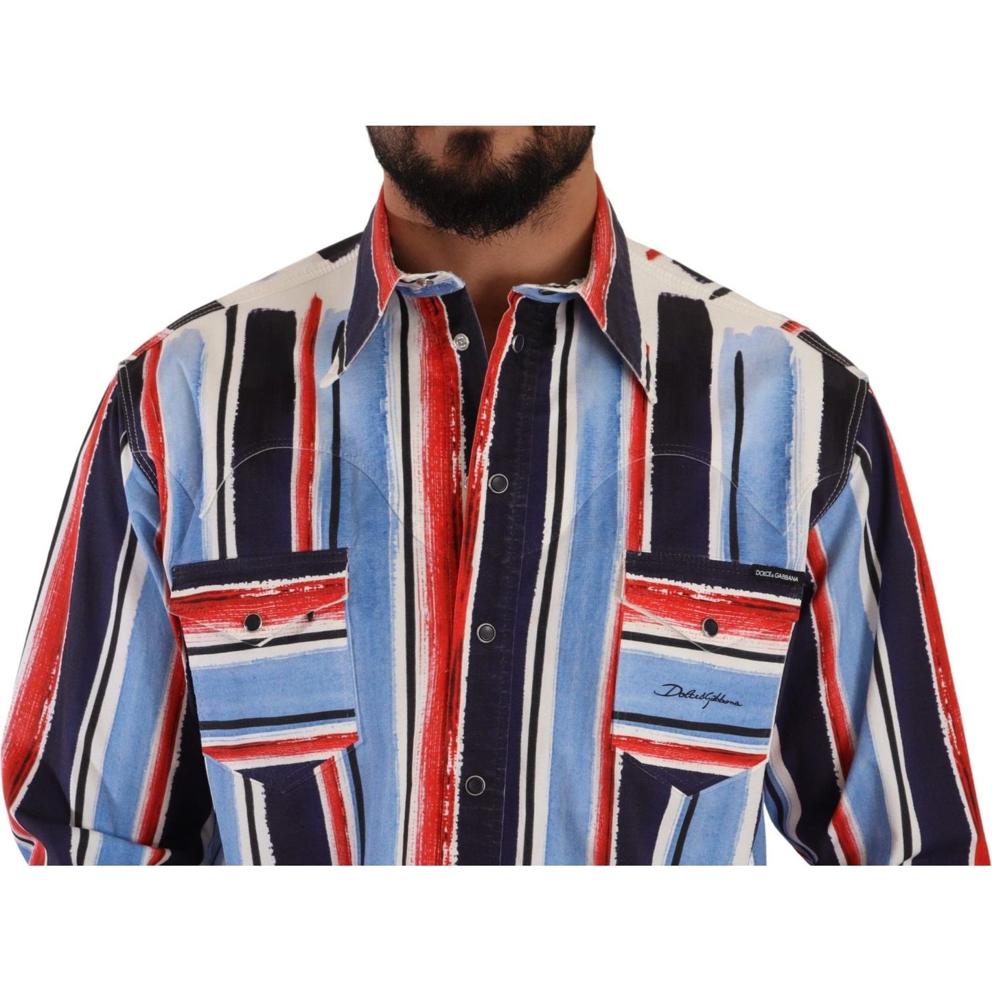 Dolce & Gabbana Elegant Striped Cotton Shirt with Pockets Dolce & Gabbana Tan