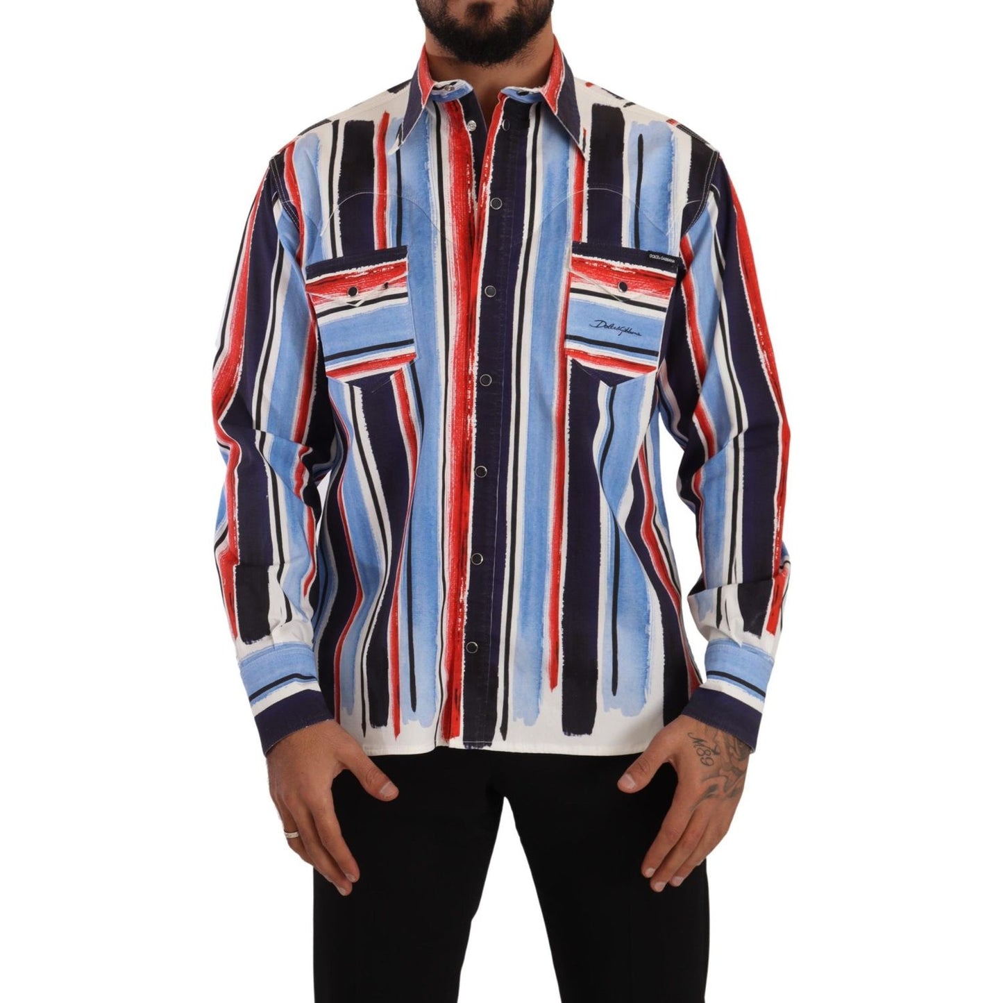 Dolce & Gabbana Elegant Striped Cotton Shirt with Pockets Dolce & Gabbana Tan