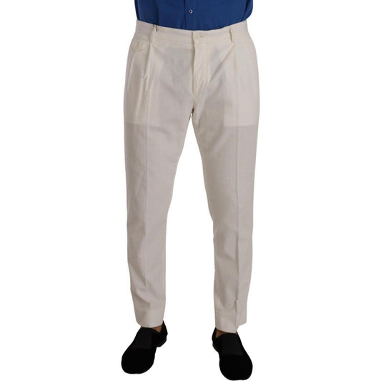 Dolce & Gabbana Elegant Tapered Corduroy Pants in Off White Dolce & Gabbana