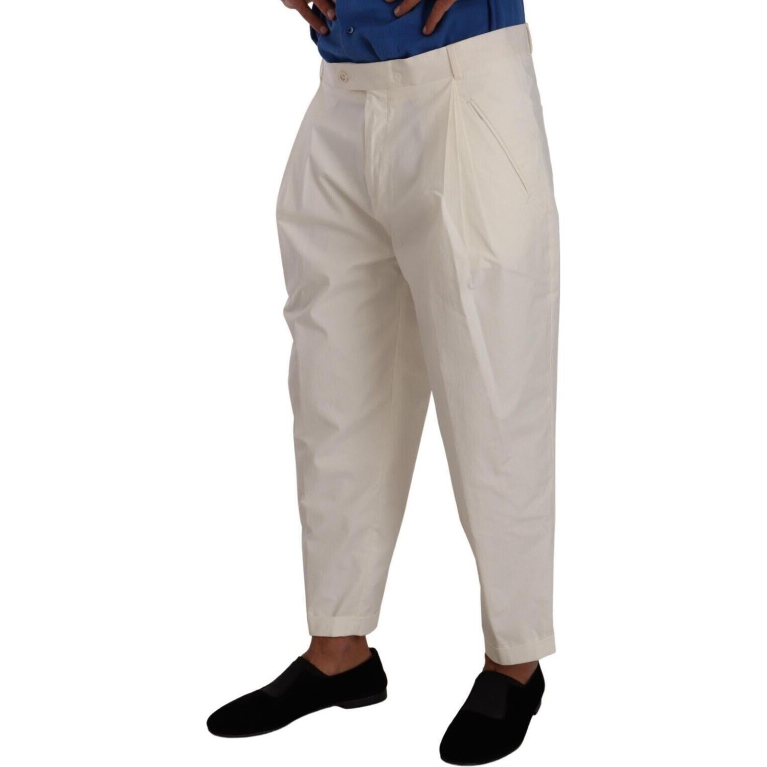 Dolce & Gabbana Elegant White Cotton Stretch Dress Pants