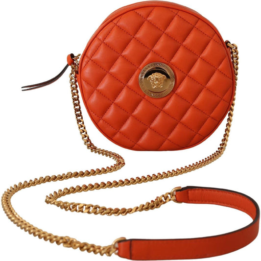 Versace Red Nappa Leather Medusa Round Crossbody Bag Versace