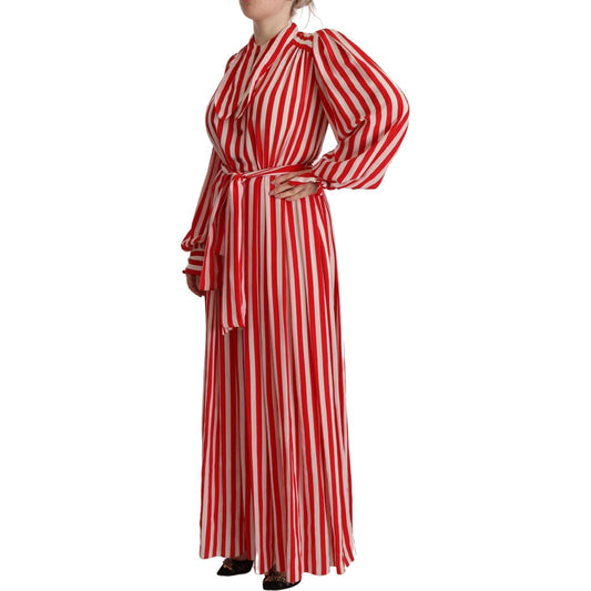 Dolce & Gabbana Elegant Striped Silk Maxi Dress Dolce & Gabbana