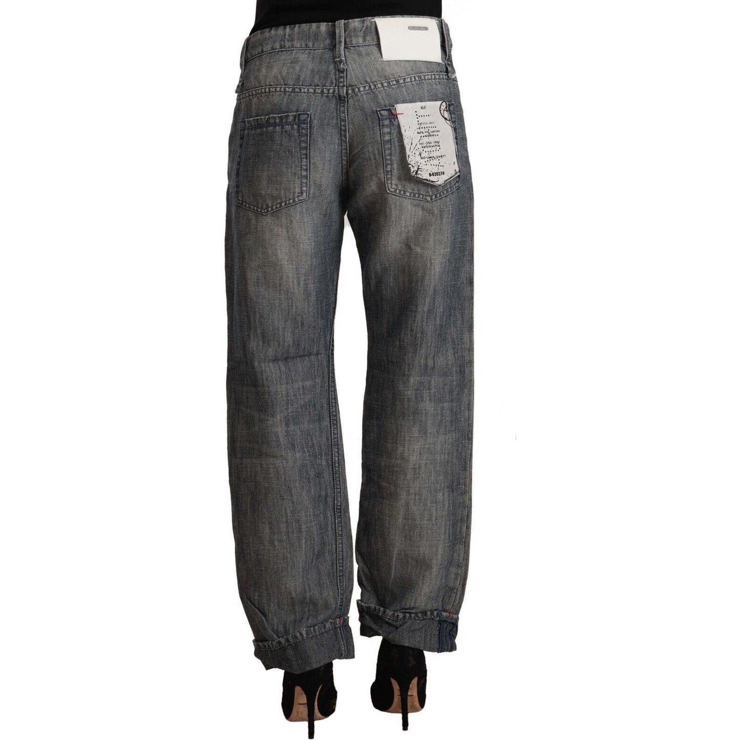 Acht Chic Gray Straight Cut Ramie-Cotton Jeans Acht Dark Slate Gray