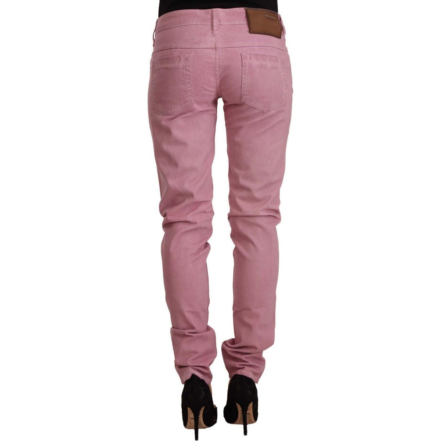 Acht Elegant Pink Slim Fit Denim Jeans Acht