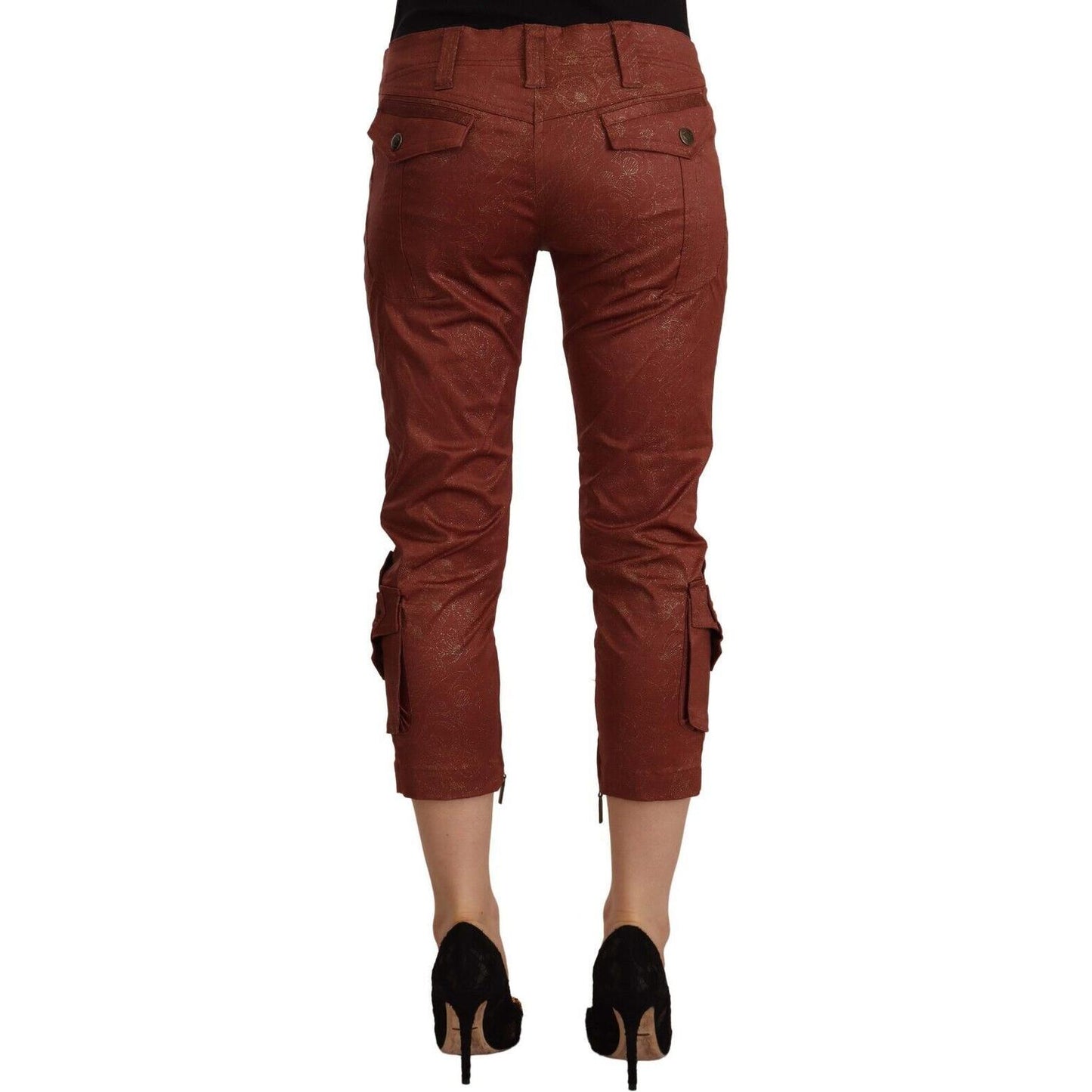 Just Cavalli Elegant Cropped Mid Waist Cotton Pants Just Cavalli