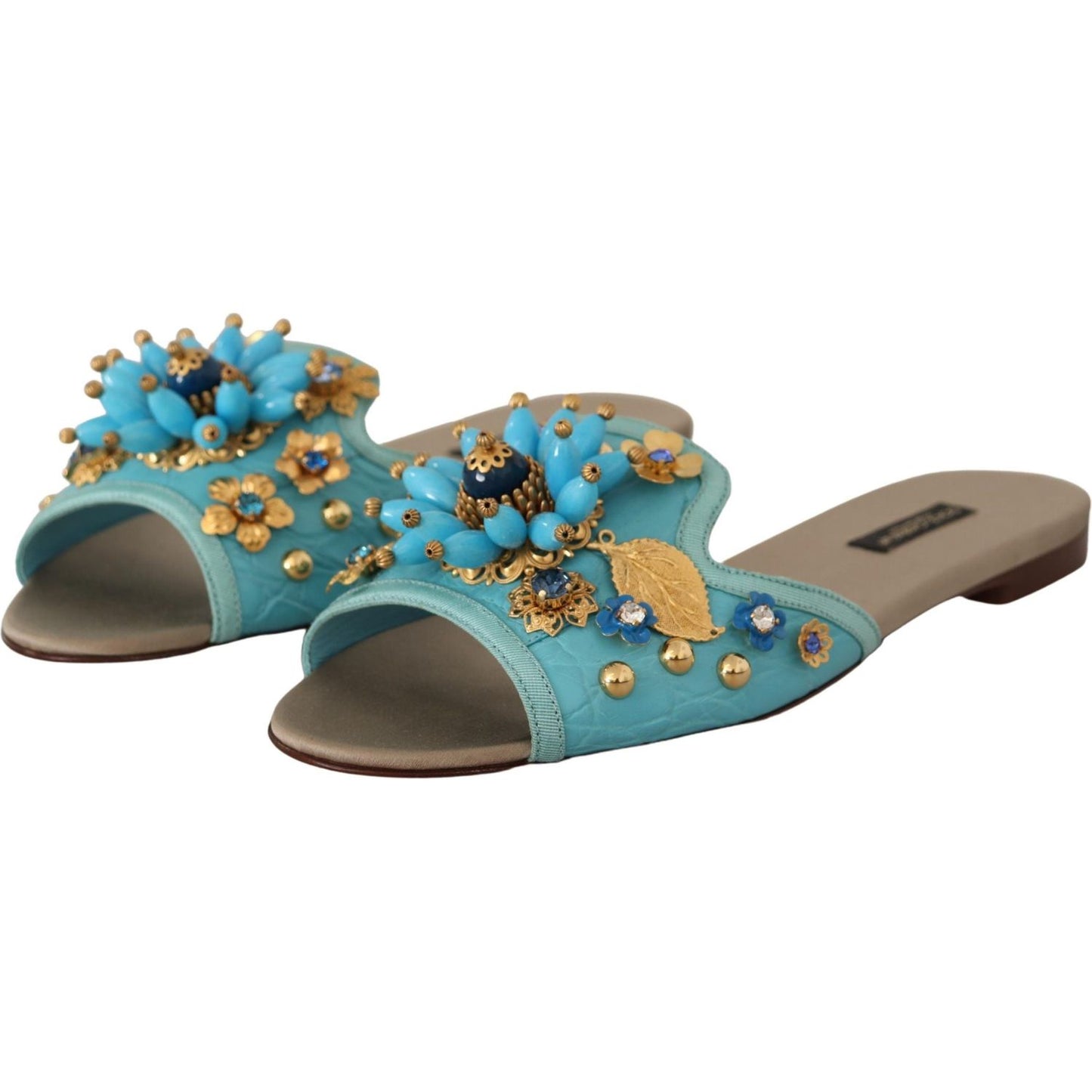 Dolce & Gabbana Exquisite Crystal-Embellished Exotic Leather Sandals Dolce & Gabbana