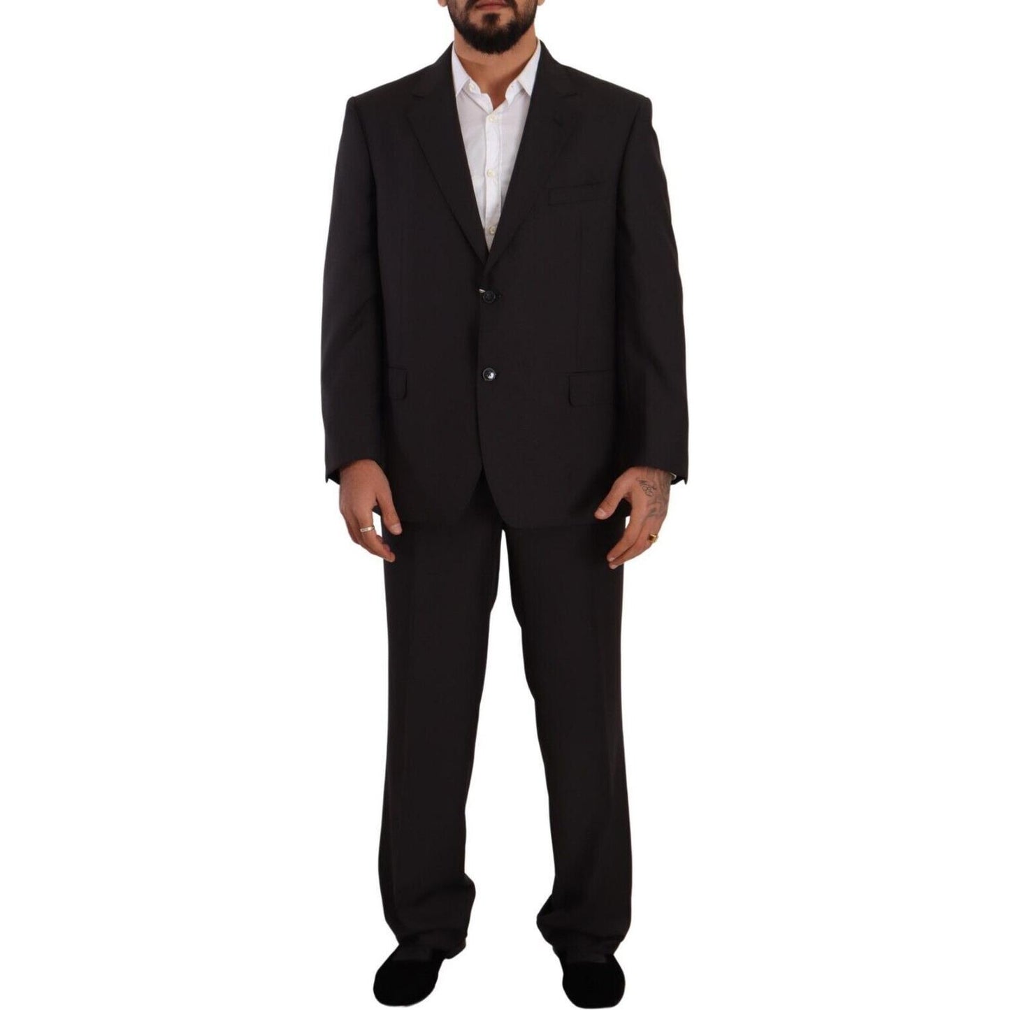 Domenico Tagliente Gray Polyester Single Breasted Formal Suit