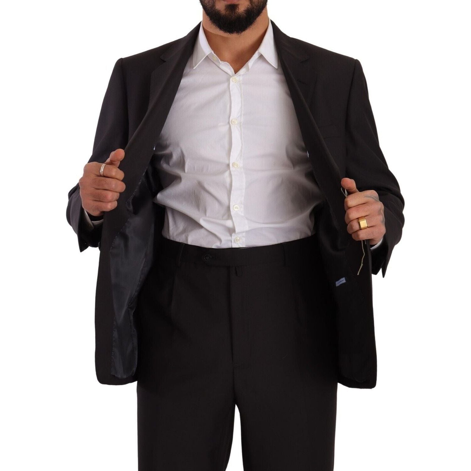 Domenico Tagliente Gray Polyester Single Breasted Formal Suit