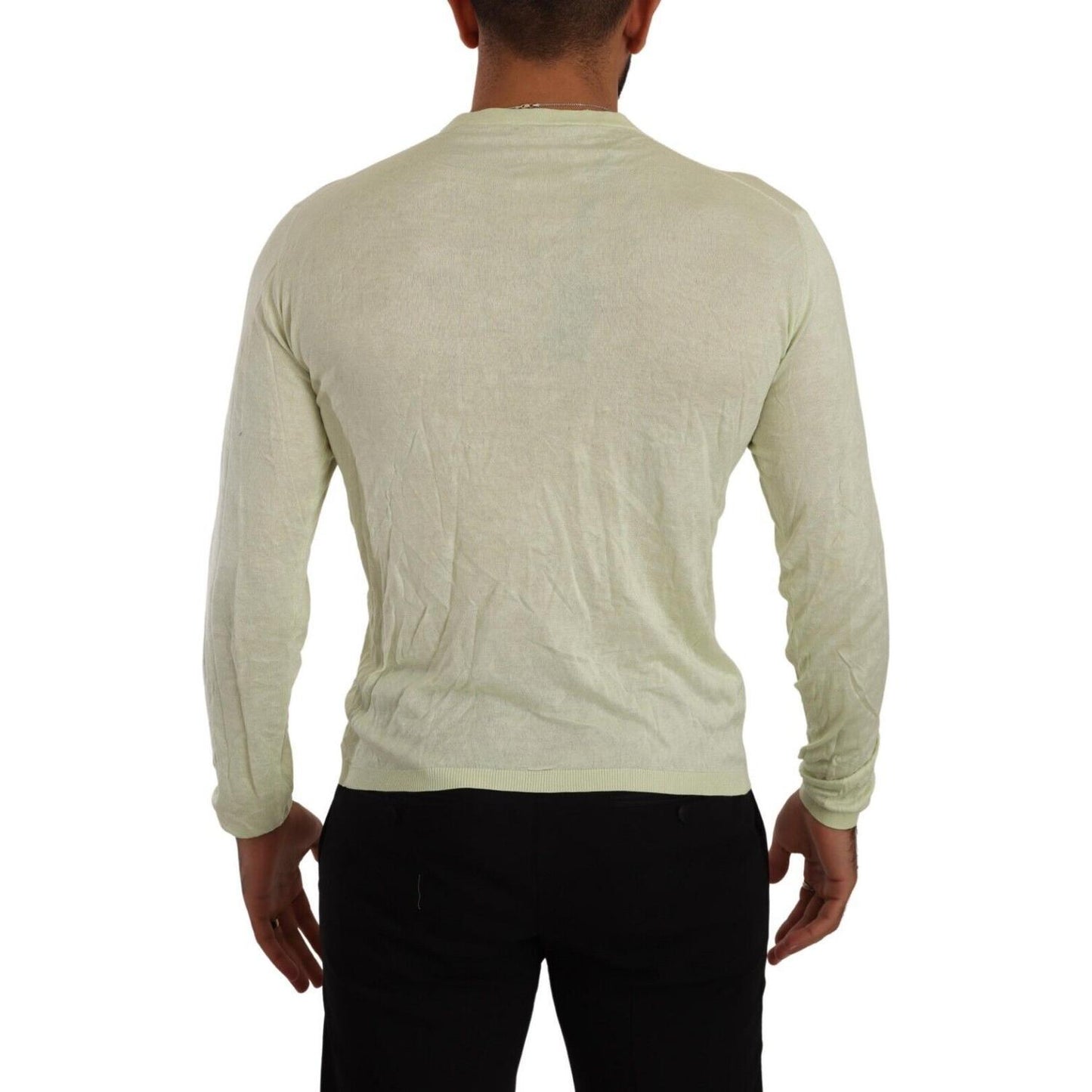 Domenico Tagliente Elegant Silk V-Neck Pullover Sweater Domenico Tagliente