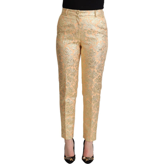 Dolce & Gabbana Elegant High-Waisted Pink Brocade Pants Dolce & Gabbana