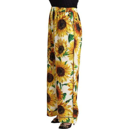 Dolce & Gabbana Elegant Sunflower Wide Leg Pants Dolce & Gabbana