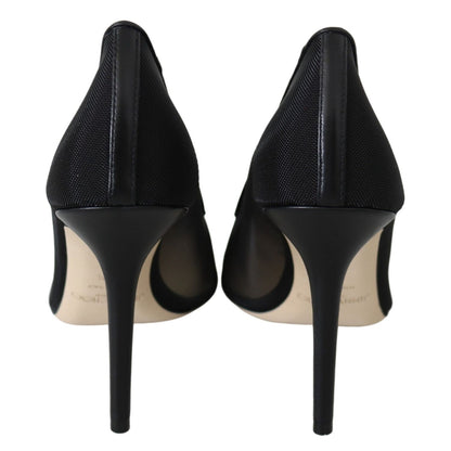 Jimmy Choo Black Mesh Amika 85 Diamond Pumps Shoes