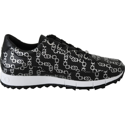 Jimmy Choo Black and Silver Leather Monza Sneakers