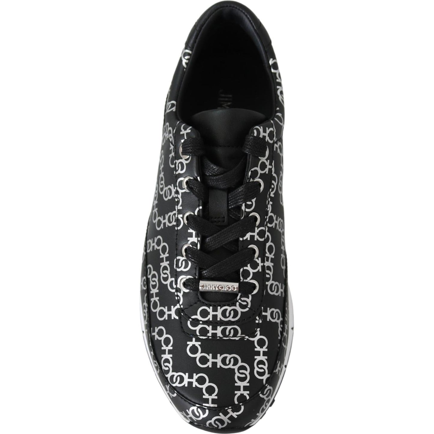 Jimmy Choo Elegant Black & Silver Leather Sneakers Jimmy Choo