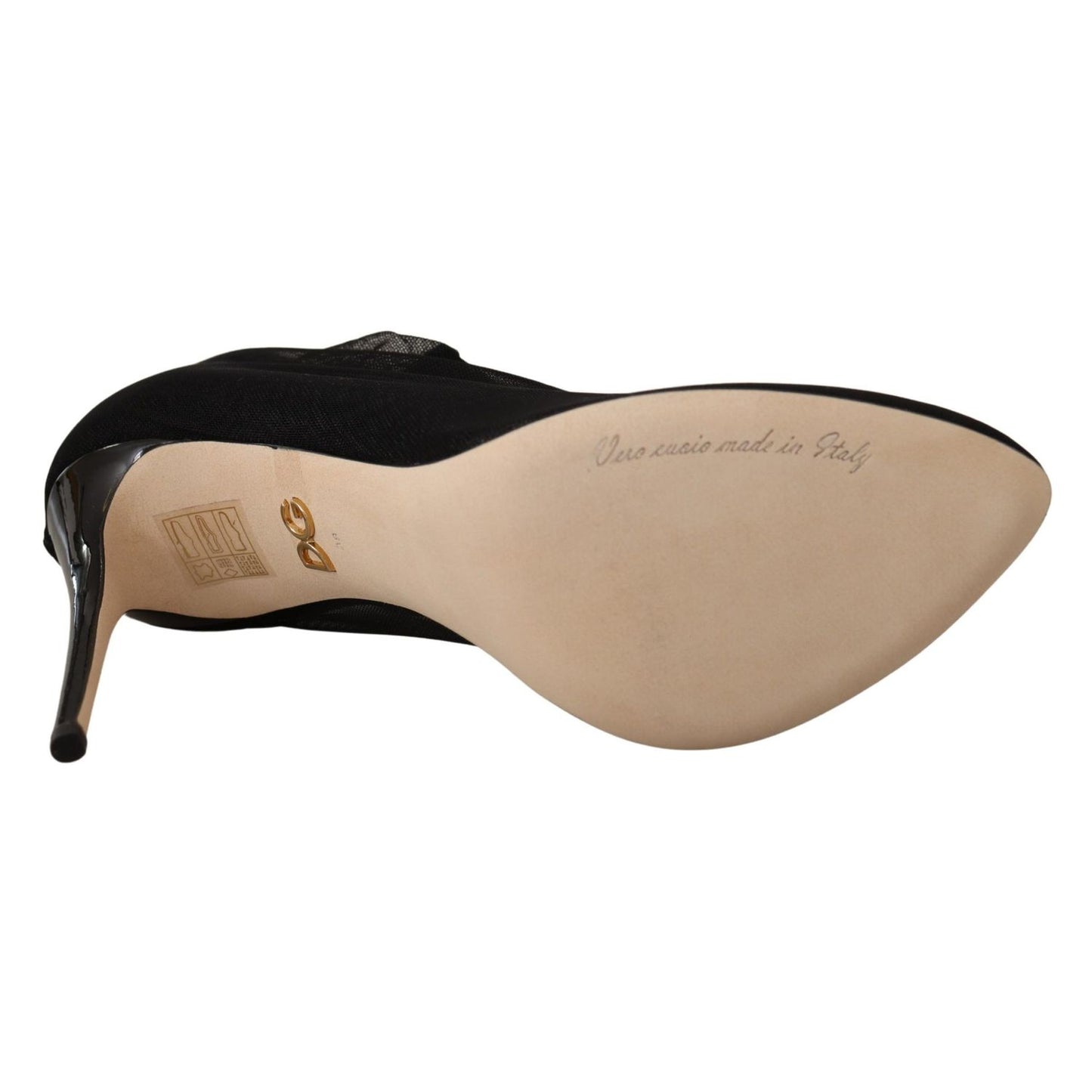 Dolce & Gabbana Black Stretch Tulle Stretch Boots Shoes