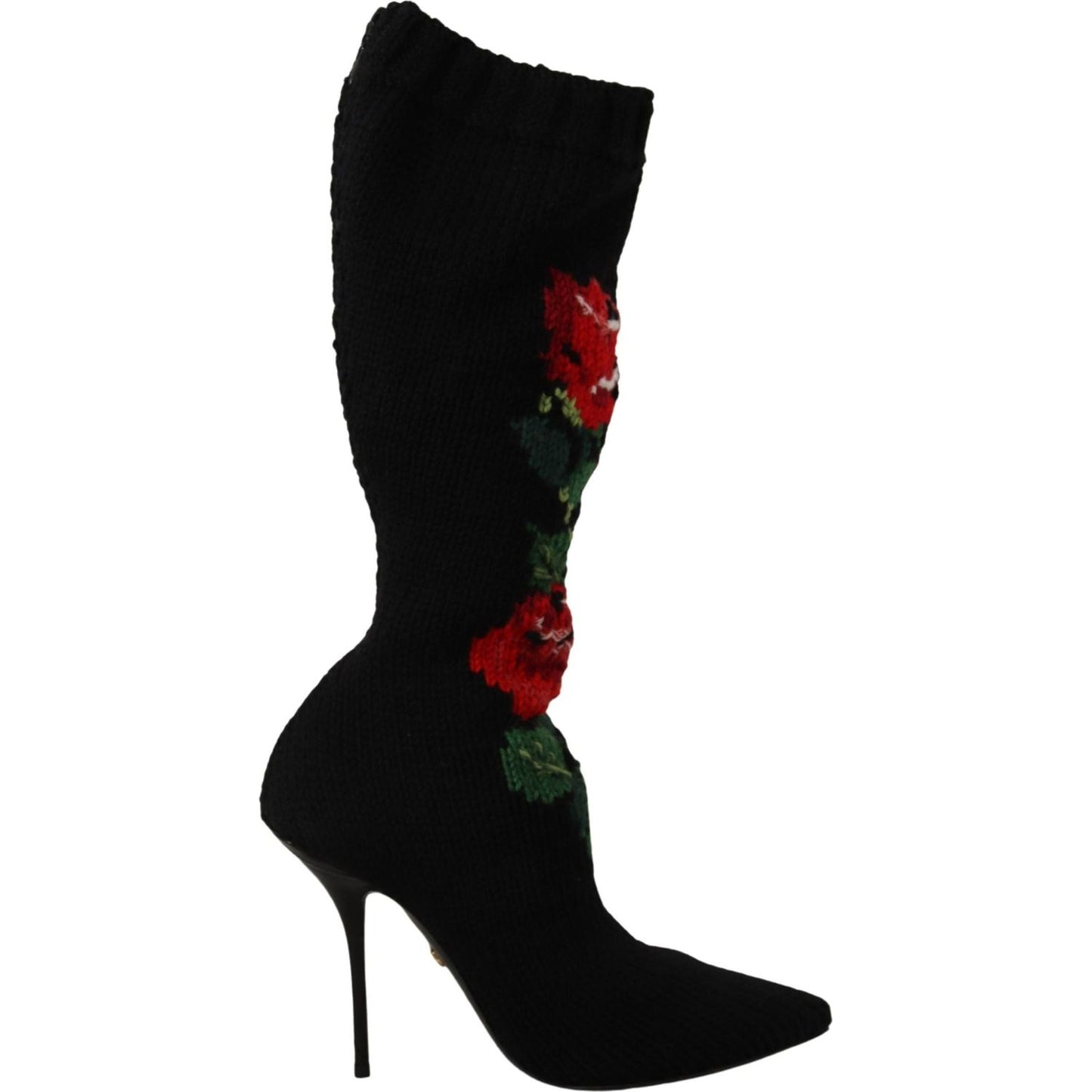 Dolce & Gabbana Elegant Sock Boots with Red Roses Detail Dolce & Gabbana