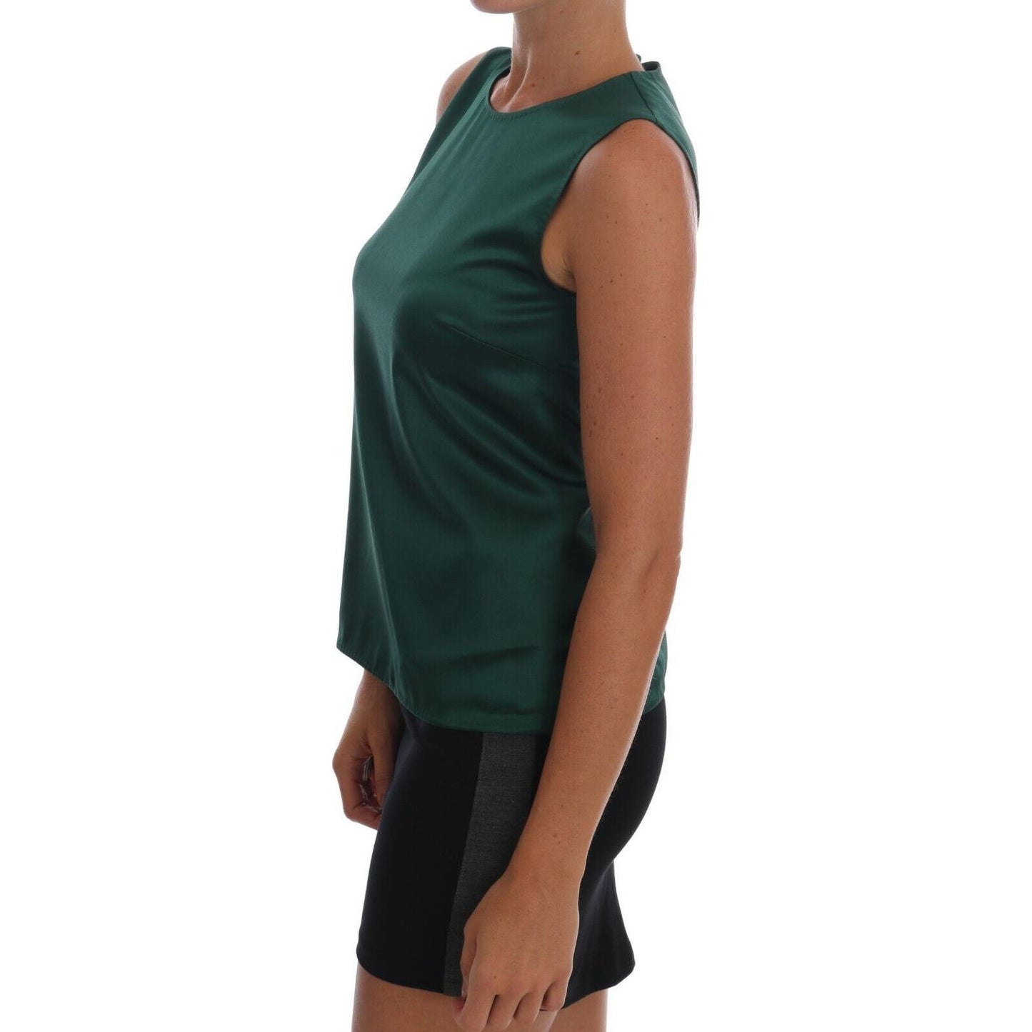 Dolce & Gabbana Sleeveless Silk Top in Dark Green Dolce & Gabbana