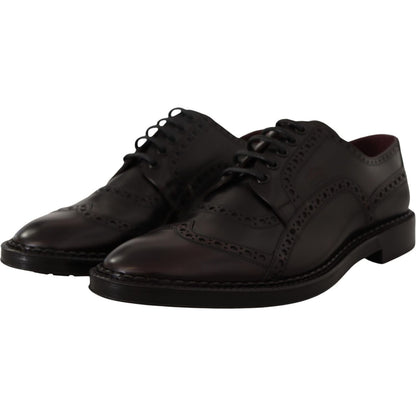 Dolce & Gabbana Purple Leather Oxford Wingtip Formal Shoes